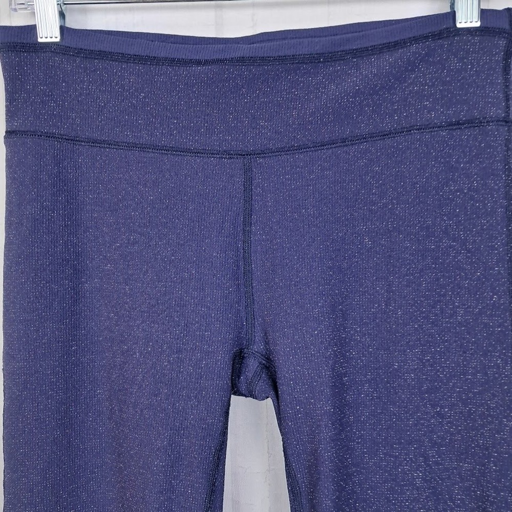 Aerie L Chill Play Move Navy Blue Sparkle Ribbed High Waisted Leggings NWT - Picture 2 of 7